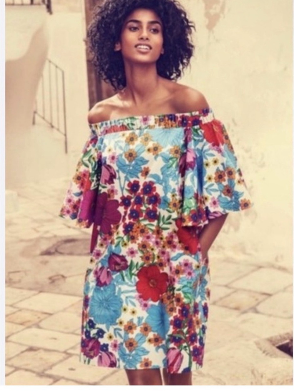 H&M EUC Bardot Flowy Floral Dress Size Tag EUR 38 / US 8